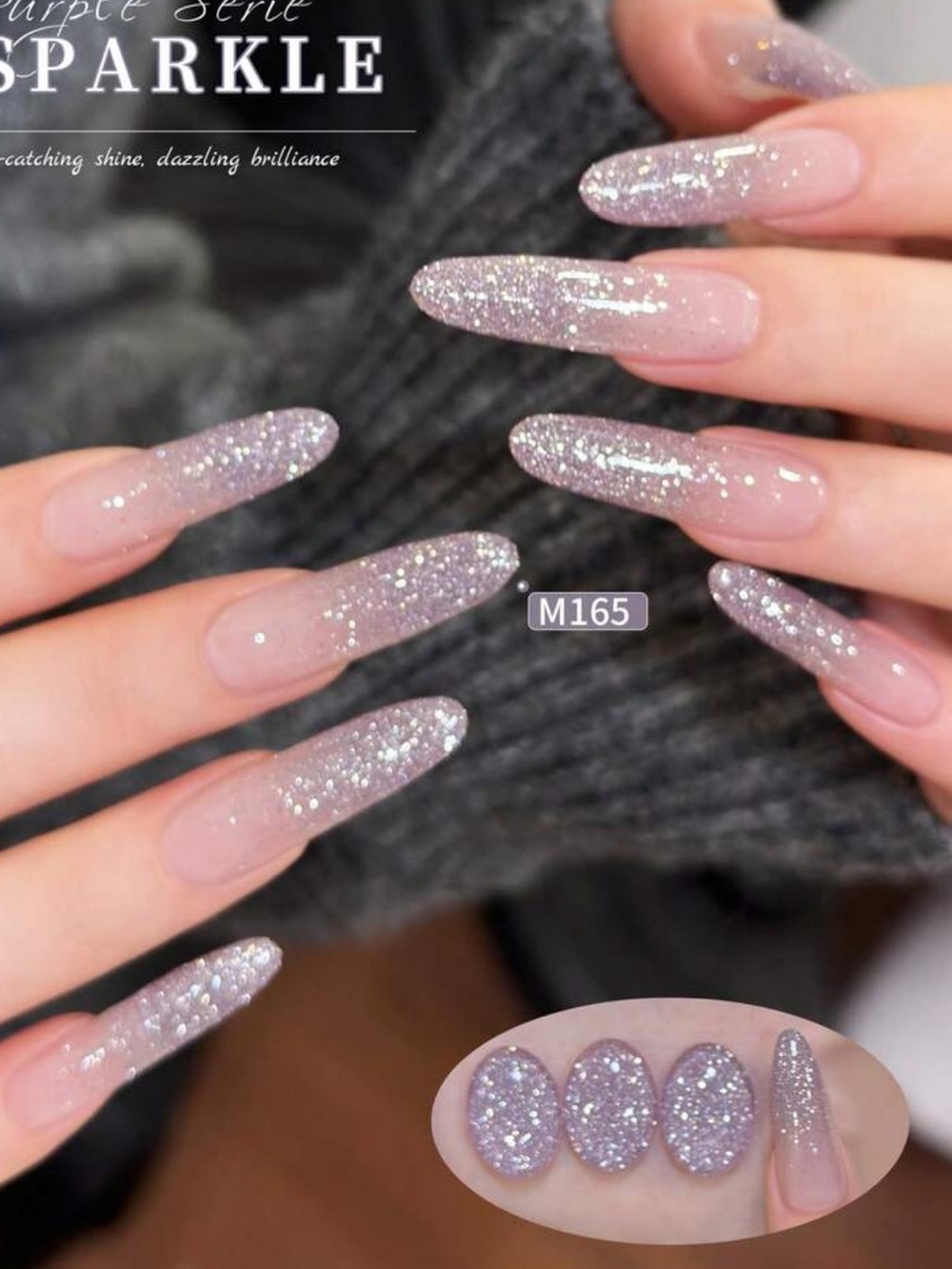 New lavender purple Diamond dust glitter gel polish